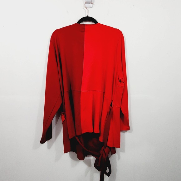 ELOQUII Colorblock Wrap Top Red Goji Berry Stretch Knit NWT Womens Size Plus 24W - Picture 9 of 14